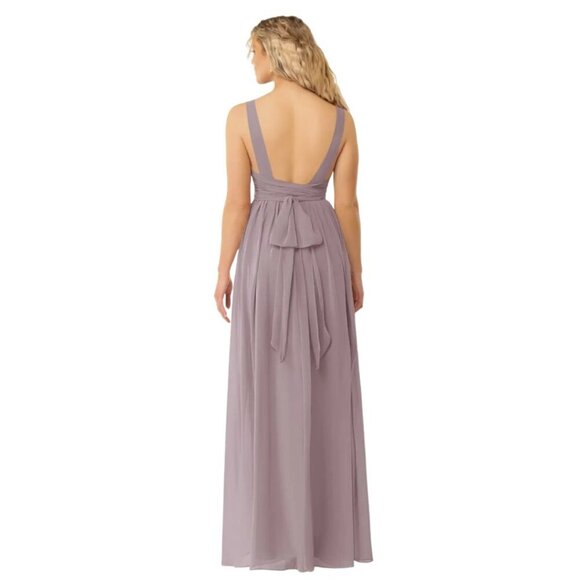 Azazie NWT Kora Chiffon Bridesmaid Formal Gown in Purple Dusk Size 12 - Picture 2 of 16